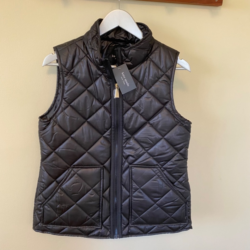 Kate Spade New York Black Quilted Vest Small NWT - Picture 2 of 7